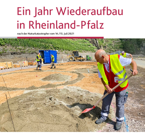 Titelbild Broschüre "Ein Jahr Wiederaufbau in Rheinland-Pfalz"